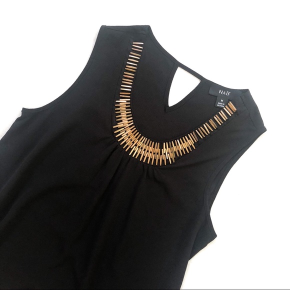 NAIF Tops - Naïf Metal Collar Chiffon Tank